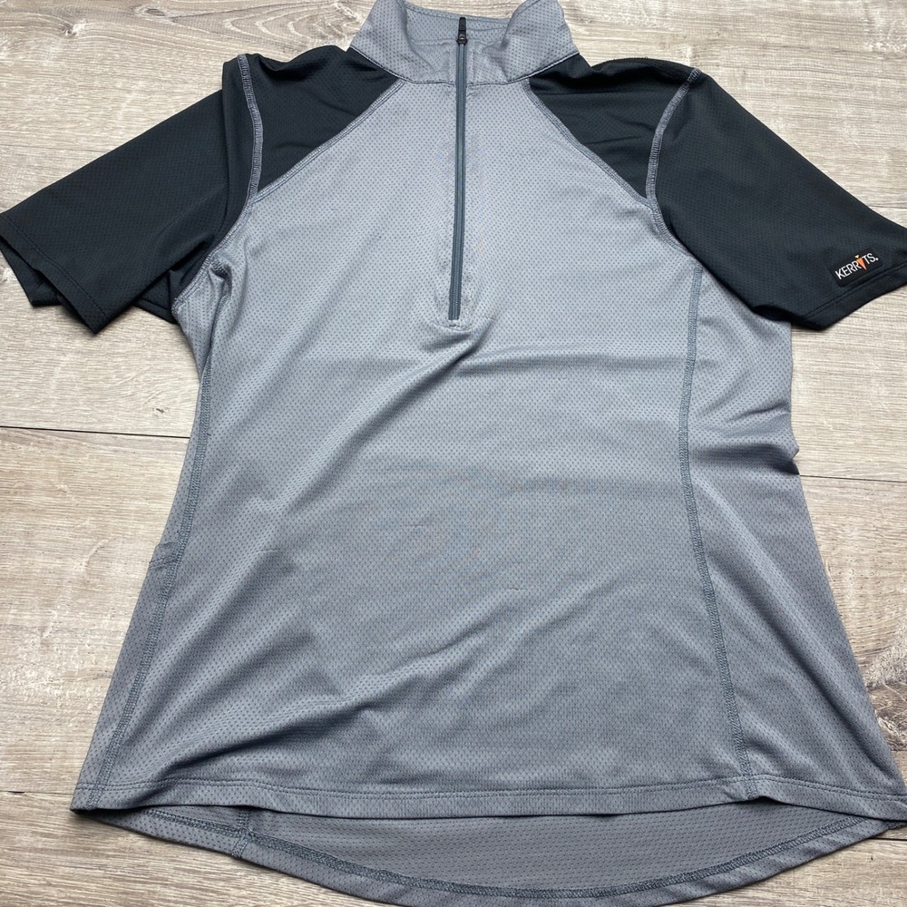 Kerrits Shirt Equestrian 1/4 Zip Womens Small Grey Black Polyester Spandex Top